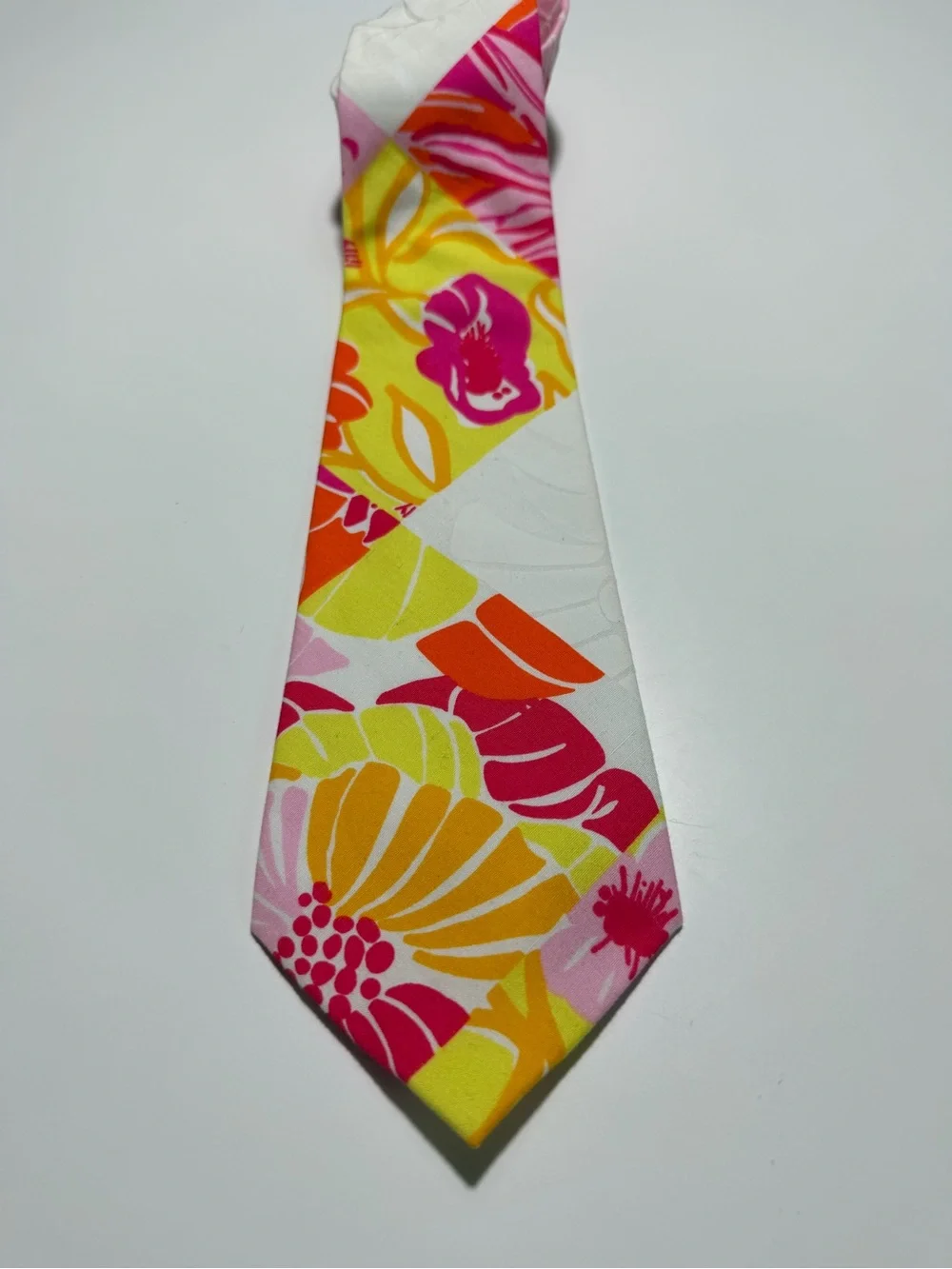Lilly Pulitzer Vintage Pink Orange Yellow Floral Necktie